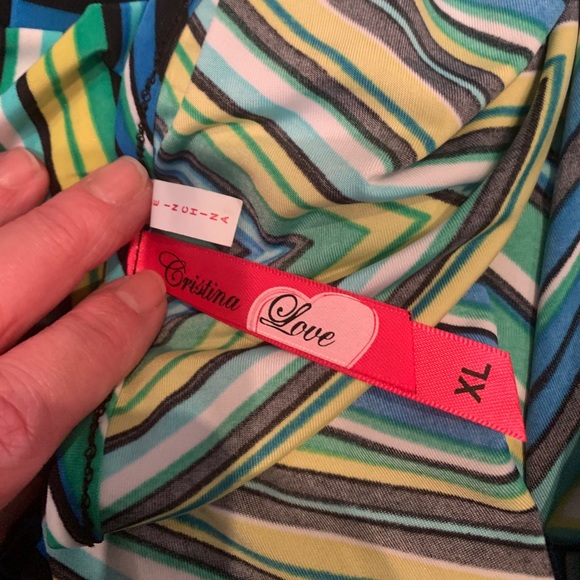 NWOT long multi colored chevron striped maxi dress. Green, yellow, blue. Sz XL - Picture 13 of 13